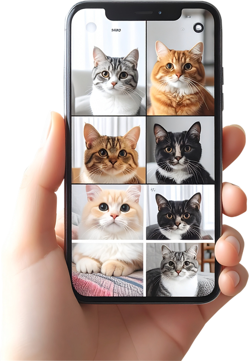 スマホの写真フォルダに並ぶうちの子の写真