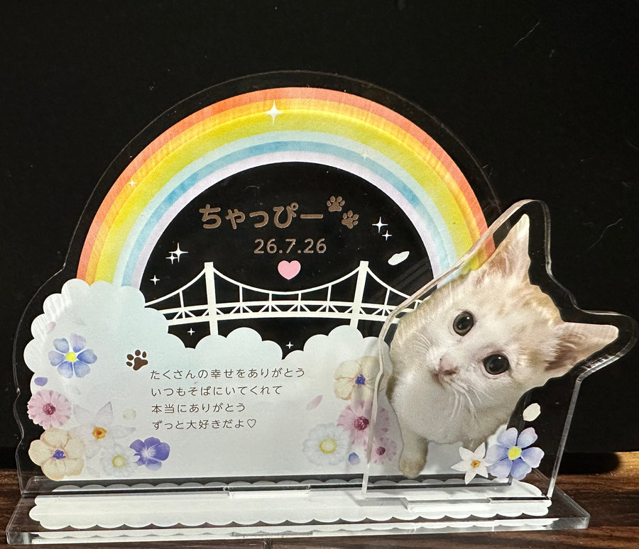 ちゃっぴーの思い出を込めたメモリアルデザインのアクリアル